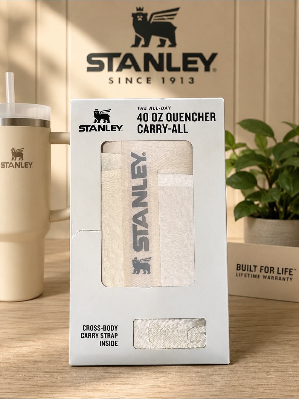 Stanley 40 oz Quencher Carry-All Cream White NWT Crossbody Strap